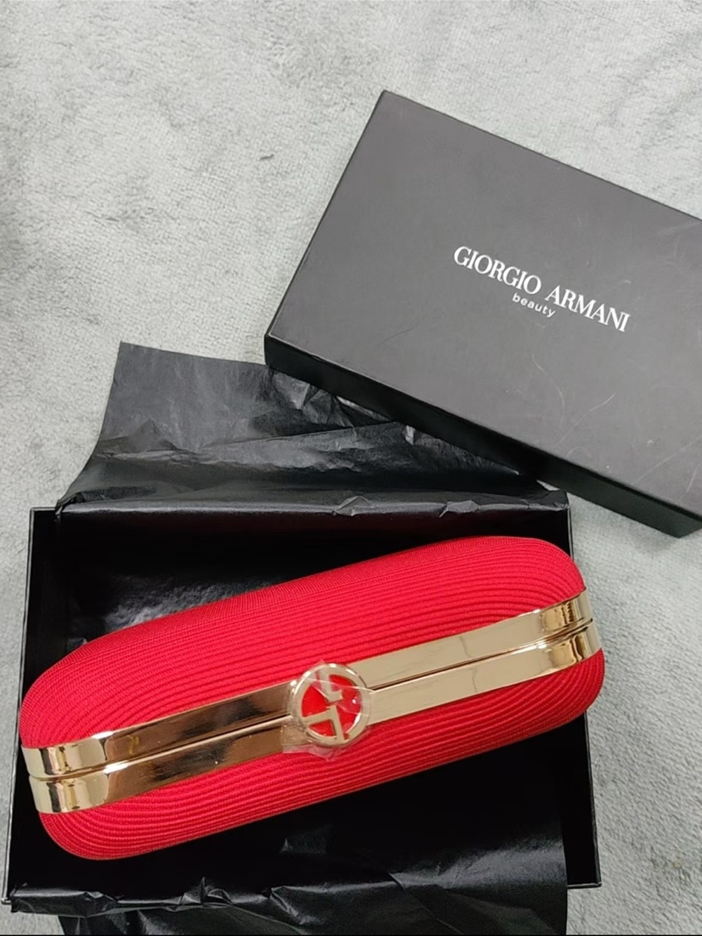 Giorgio Armani beauty  Red Clutch with Gold Trim